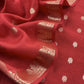 Red Handloom Munga Silk Suit With Zari Weaving