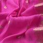 Pink Handloom Munga Silk Suit With Zari Weaving