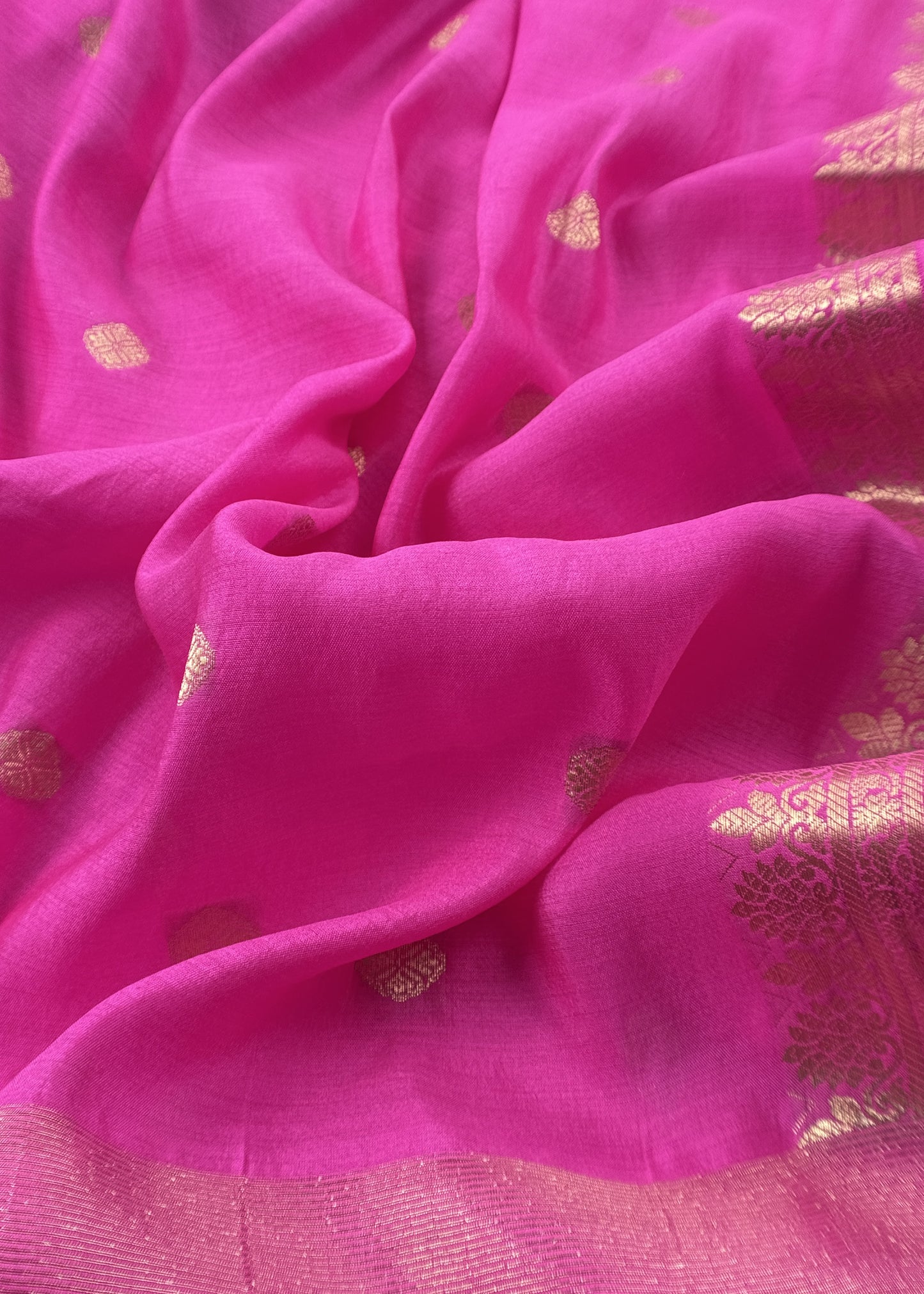 Pink Handloom Munga Silk Suit With Zari Weaving