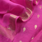 Pink Handloom Munga Silk Suit With Zari Weaving