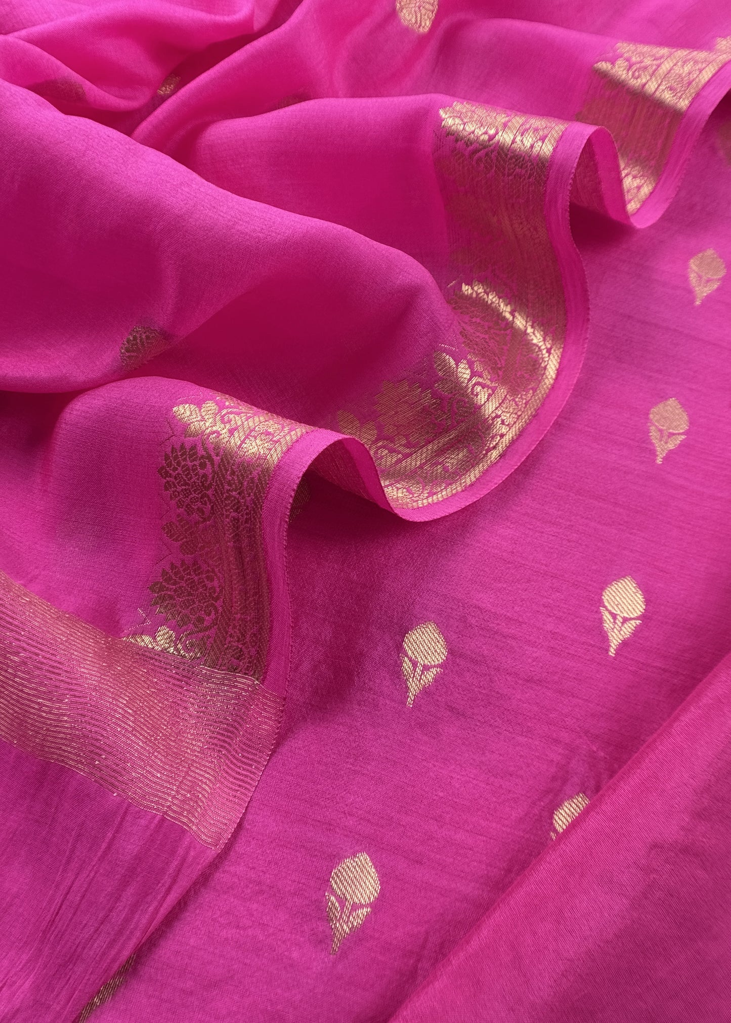 Pink Handloom Munga Silk Suit With Zari Weaving