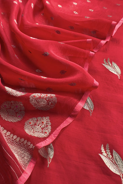 Premium quality kora silk unstitched suit with dupatta

