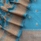 Steel Blue Georgette Silk Suit Fabric With Zari Weaving