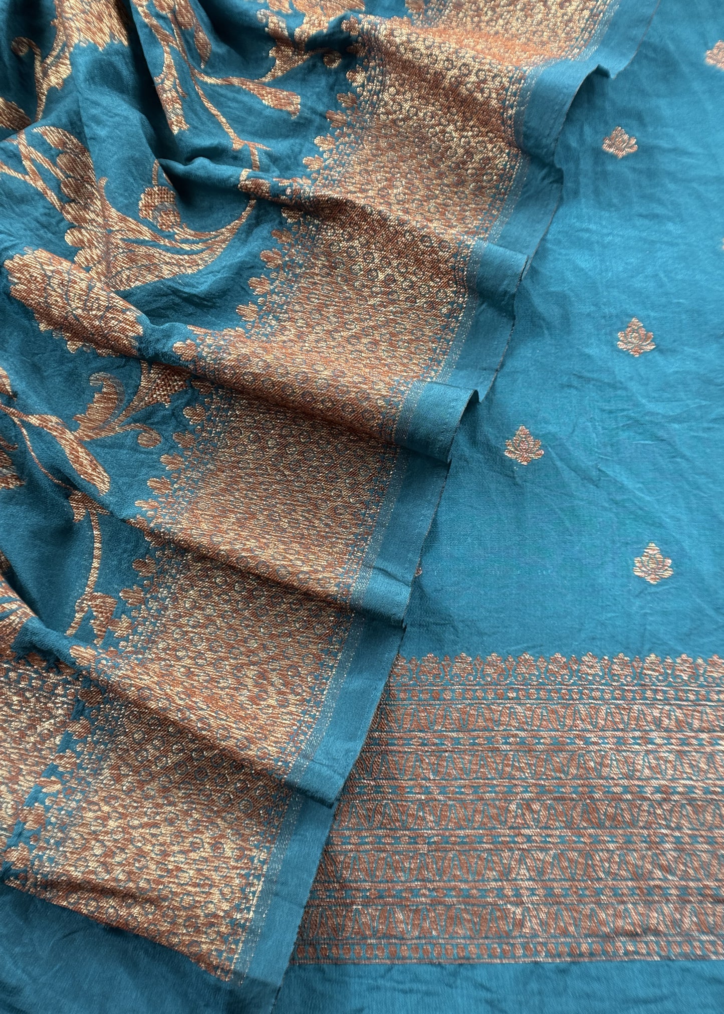 Steel Blue Georgette Silk Suit Fabric With Zari Weaving