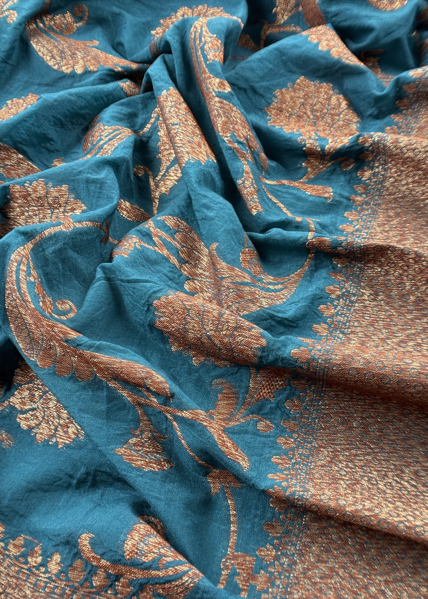 Steel Blue Georgette Silk Suit Fabric With Zari Weaving
