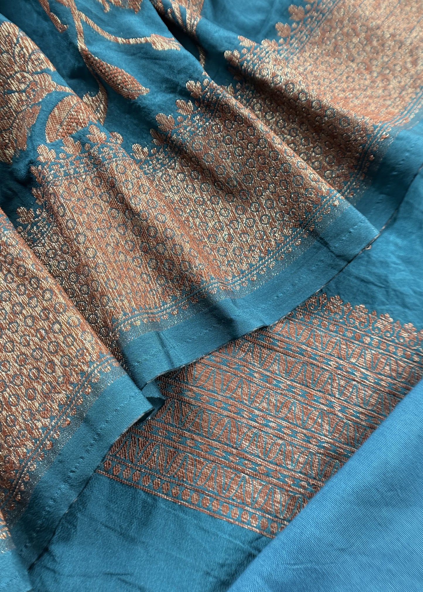Steel Blue Georgette Silk Suit Fabric With Zari Weaving