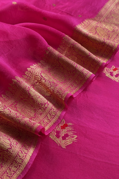Luxury kora silk suit with meenakari weaving

