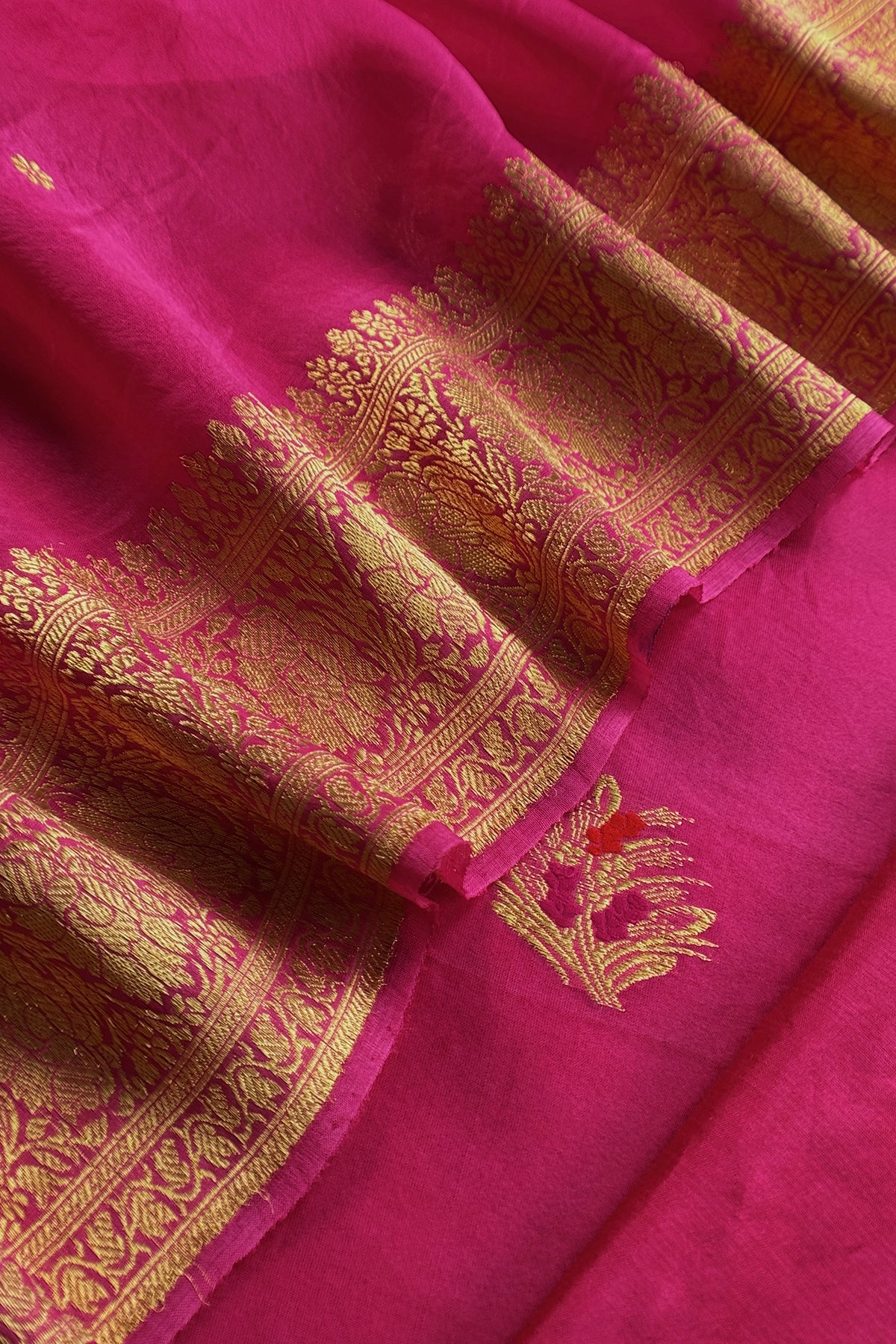 Pink Handloom Kora silk Suit With Meenakari Weaving