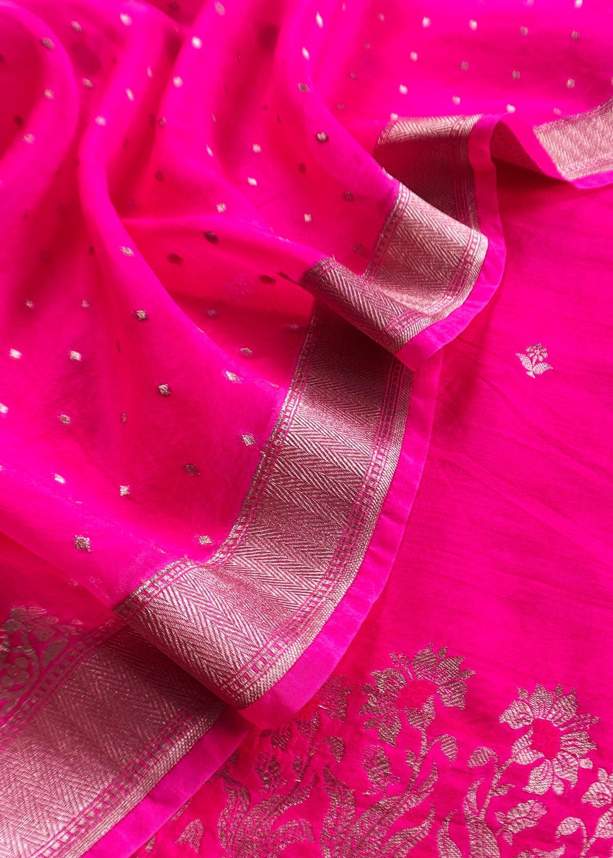 Pink Kadhwa Weaves Banarasi Silk Suit Fabric