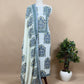 White With Blue Hand Block print Pure Mul Cotton Suit