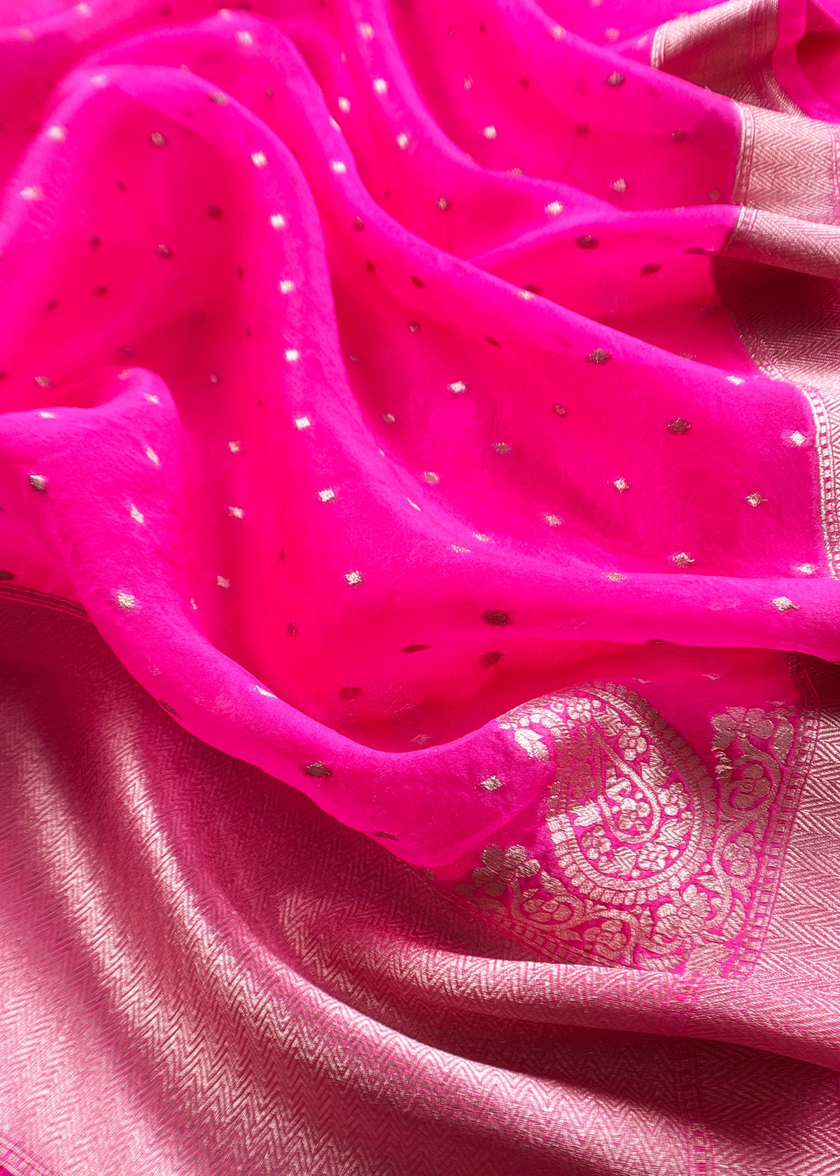 Pink Kadhwa Weaves Banarasi Silk Suit Fabric