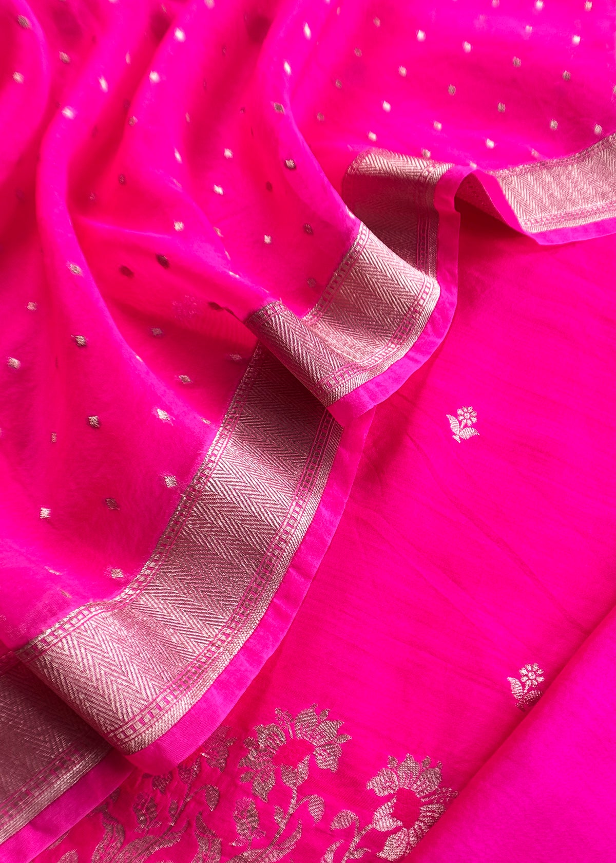 Pink Kadhwa Weaves Banarasi Silk Suit Fabric