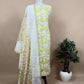 Lime Cotton Suit With Kota Embroidered Dupatta