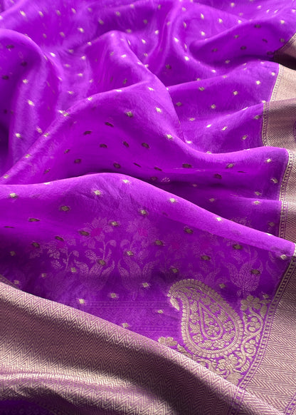 Royal Purple Kadhwa Weaves Banarasi Silk Suit Fabric