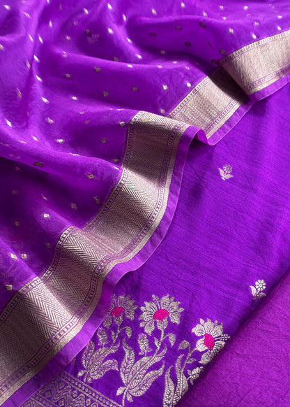 Royal Purple Kadhwa Weaves Banarasi Silk Suit Fabric