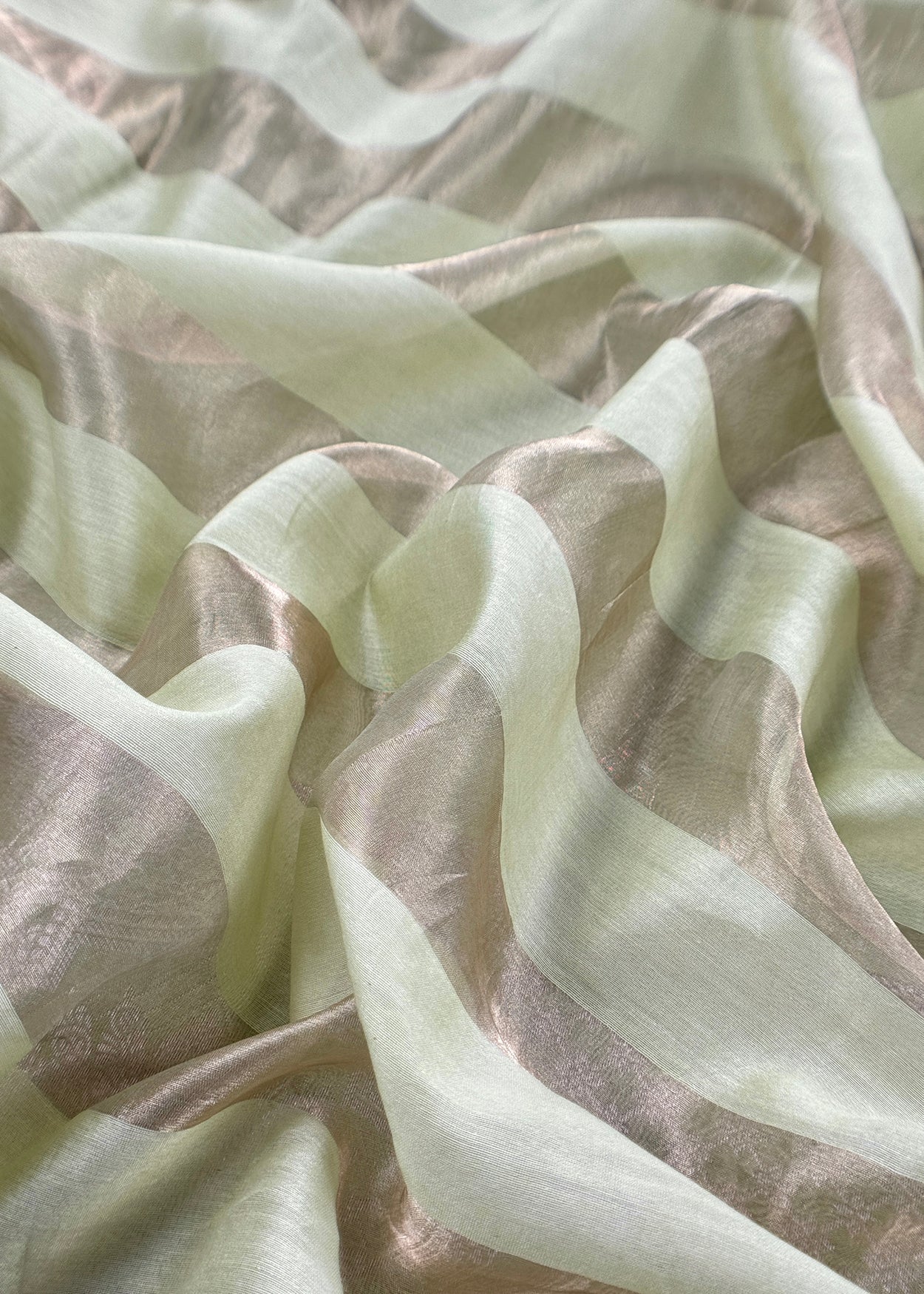 Pastel Green Pure Banarasi Silk Suit With Zari Weaving