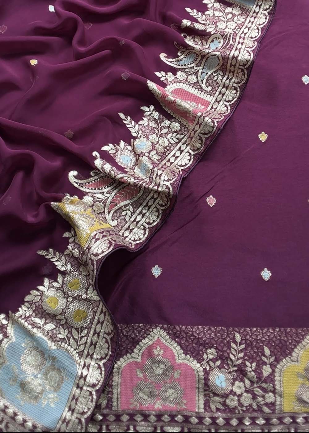 Upada Silk Suit With Meenakari Work