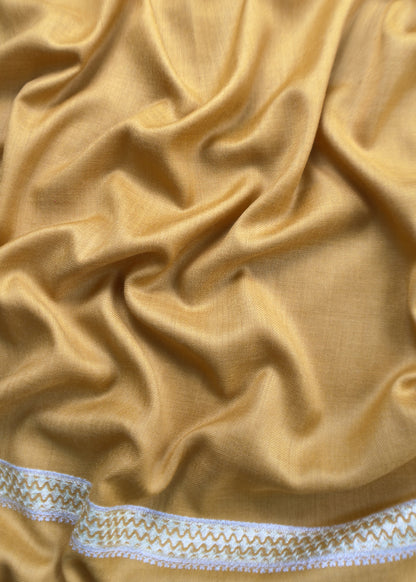 Yellow Unstitched Woolen Suit With Aari Zari Embroidery work