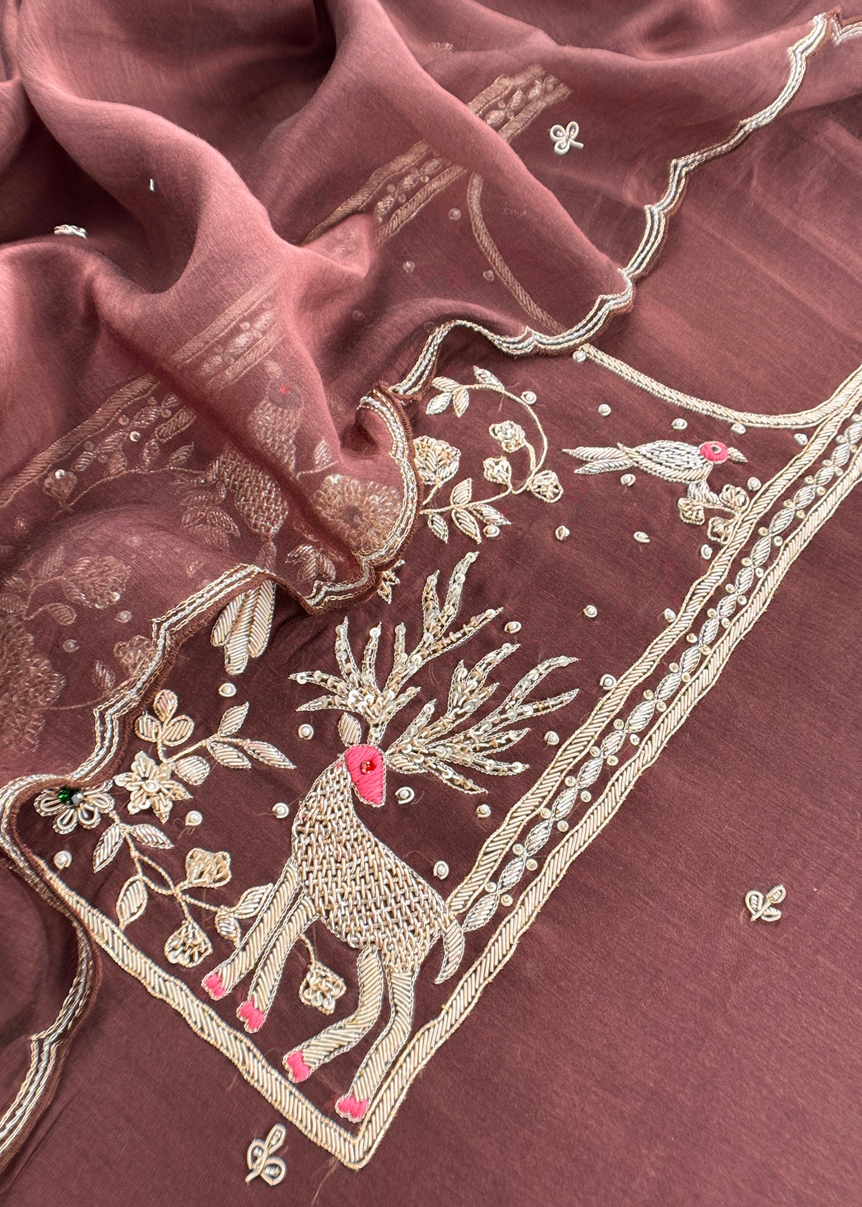 mulmul unstitched suit with dupatta


