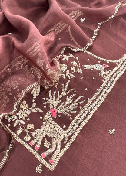 mulmul unstitched suit with dupatta

