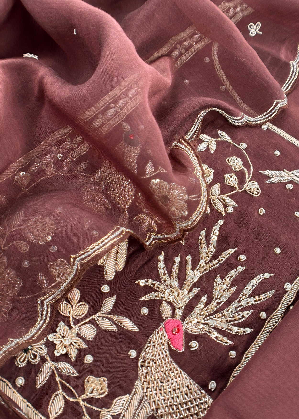 Pure mulmul suit set with handwork

