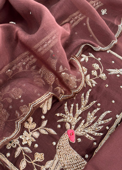 Pure mulmul suit set with handwork

