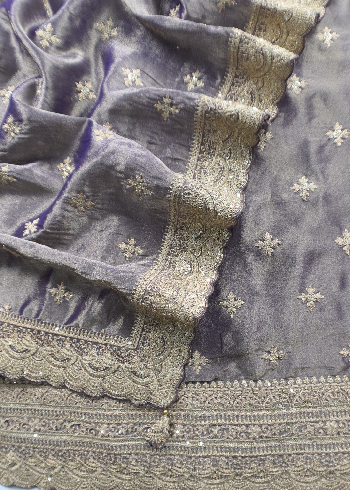 Purple Pure Unstitched Tissue Suit with Dupatta