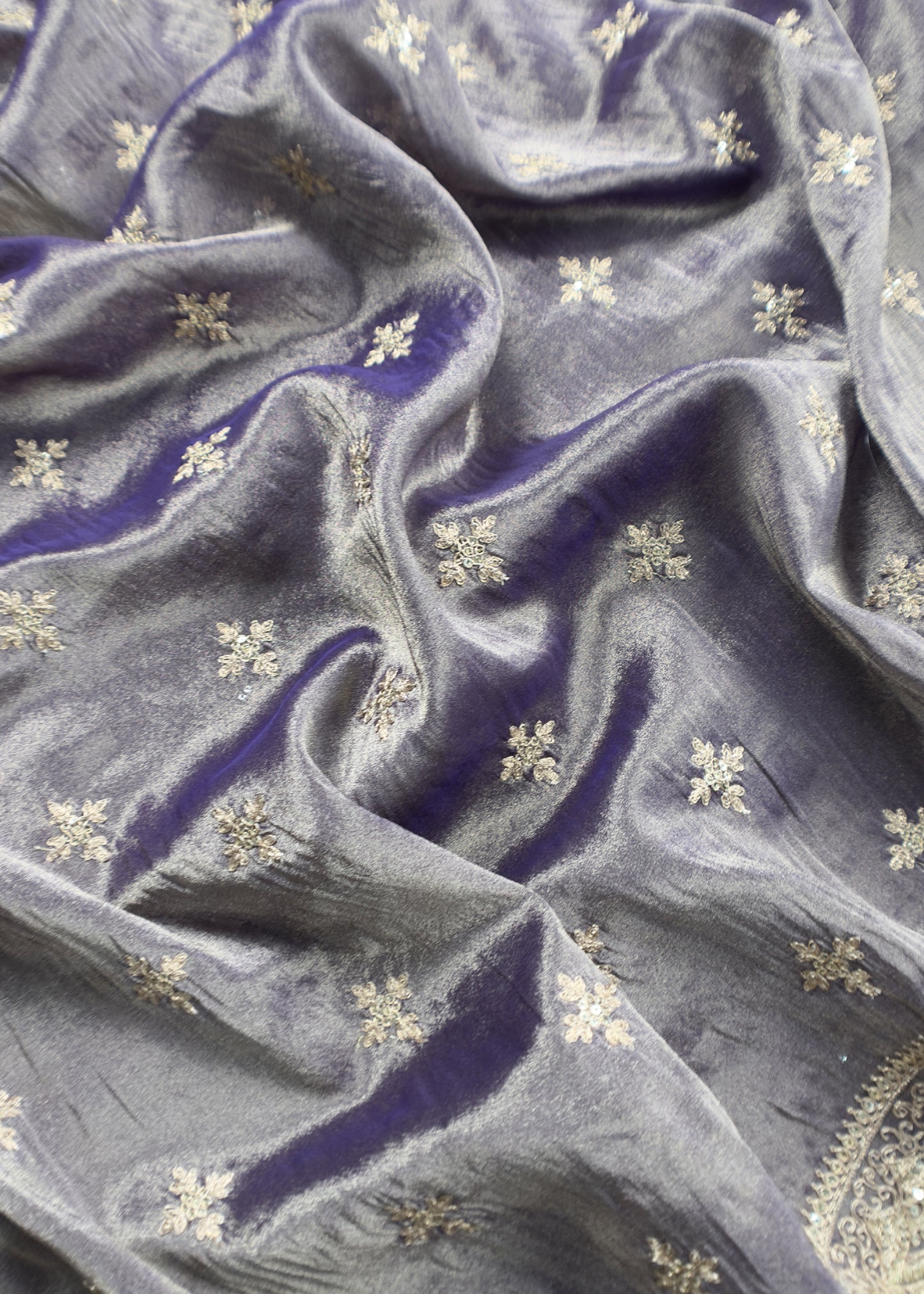 Purple Pure Unstitched Tissue Suit with Dupatta