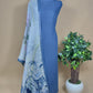 Blue Linen Unstitched With Contrast Dupatta