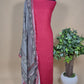Red Linen Unstitched With Contrast Dupatta