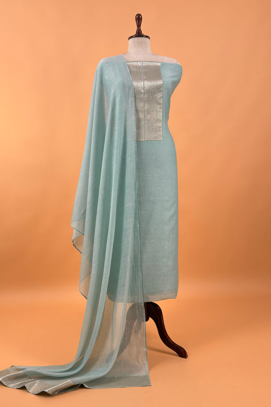Summer wear mulmul unstitched suit with dupatta

