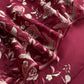 Maroon Handloom Kora Silk Suit With Parsi Embroidery