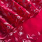 Red Handloom Kora Silk Suit With Parsi Embroidery