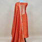 Orange Designer Handloom Silk Unstitched Suit With Dupatta