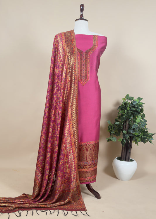 Handwoven Kani Silk Unstitched Suit