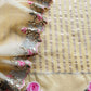 Butter Yellow Luxe Zari Woven Handloom Kora Silk Suit Fabric With Gotapatti, Appliqué And Parsi Stitch Handwork