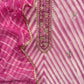 Pink Tie And Dye Leheriya Pure Chanderi Dupatta Suit With Gotapatti And Handwork