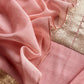 Peachy Pink Handloom Varanasi Mulmul Kurta And mulmul Dupatta With Kadwa Weaving