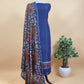 Blue Pure Maheshwari Unstitched Suits With Kalamkari Dupatta
