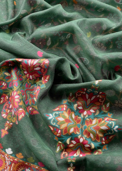 Chanderi suit fabric with jamdani weaving

