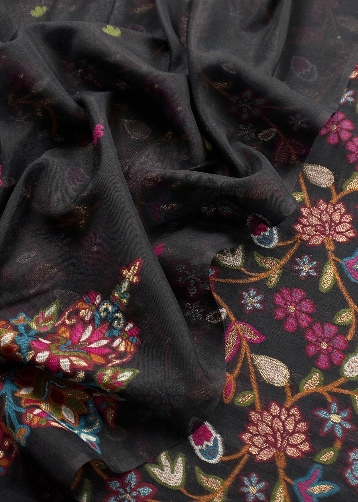 Chanderi suit fabric with jamdani weaving

