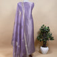 Purple Banarasi Silk Brocade Suit With Organza Dupatta