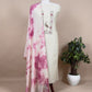 Off White Chanderi Unstitched Suit With Green Organza Dupatta