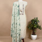 Off White Chanderi Unstitched Suit With Green Organza Dupatta