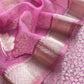 Pink Banarasi Silk Brocade Suit With Organza Dupatta