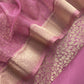 Pink Banarasi Silk Brocade Suit With Organza Dupatta
