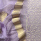 Purple Banarasi Silk Brocade Suit With Organza Dupatta
