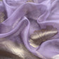 Purple Banarasi Silk Brocade Suit With Organza Dupatta