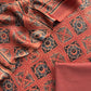 Red Ajrakh Hand Block Unstitched Suit In Pure Modal