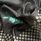 Turquoise Blue Embroidered Tussar Suit With Digital Print